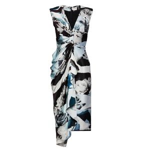 🔥ALEXANDER MCQUEEN🔥
Paneled draped printed twill and silk-satin midi dress